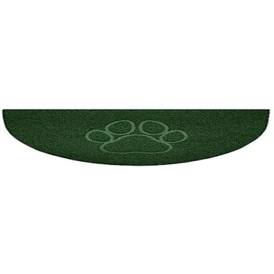 Image of Nicoman Embossed Halfmoon Half Circle Door Mat Dirt Trapper Jet Washable Doormat 70x44cm (Green, PAW Shape) Use on Carpet ONLY