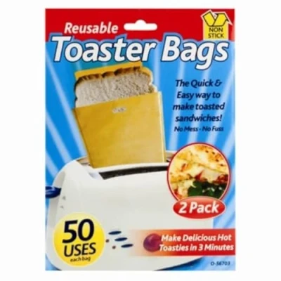 Image of Toaster Bags Reusable Toastie Pouches Non Stick Toasted Sandwich Food
