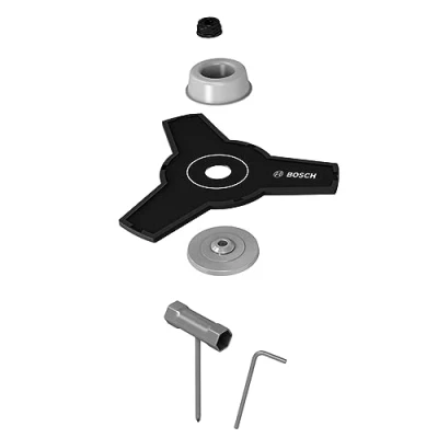Image of Bosch Blade Set for Cordless Brushcutter (1x Metal Blade; Cutting Diameter: 23 cm; in Carton Packaging)