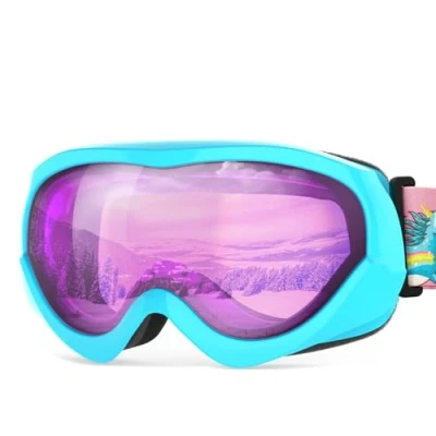 Image of OutdoorMaster Kids Ski Goggles Helmet Compatible Snow for Boys &amp; Girls with 100% UV Protection VLT 46.1%