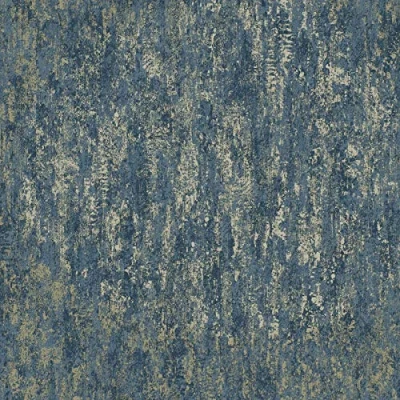Image of Holden Distressed Navy Blue &amp; Metallic Gold Industrial Wallpaper 12842