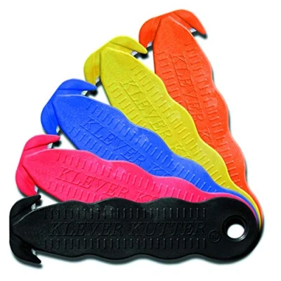 Image of KLEVER Innovations Cutter Stainless Steel Package Opener, Safety Utility Assorted Colors 5 pcs, 5/Pack Mix