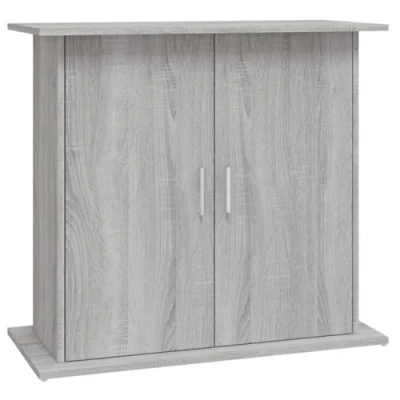 Image of vidaXL Fish Tank Stand Engineered Wood Aquarium Cabinet with Storage Compartments Grey Sonoma Modern Home Decor Piece Fits Most Tanks