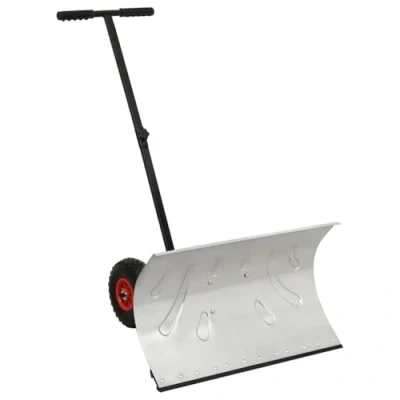 Image of vidaXL Manual Snow Shovel with Wheels Robust Galvanized Metal Blade, Adjustable Handle, Two Air filled Wheels, Easy to Disassemble and Store, Efficient for Harsh Winters