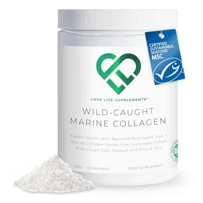 Image of Wild Caught Marine Collagen by LLS Derived from North Atlantic Cod, Haddock and Pollock Skin 300g 30 Servings Unflavoured Love Life Supplements &#039;Clean, Effective, High Quality&#039;