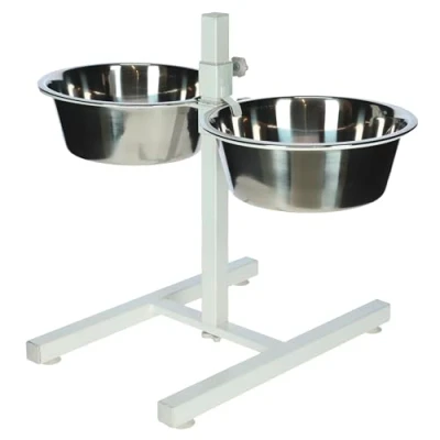 Image of Kerbl Food Bar, Dog Feeding Bowl, Height Adjustable, Stainless Steel Bowls, 1800 ml, 2800 ml