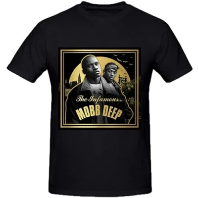 Image of Diyilu Mobb Deep The Infamous Shirts 100 Cotton Men Round Neck Black L