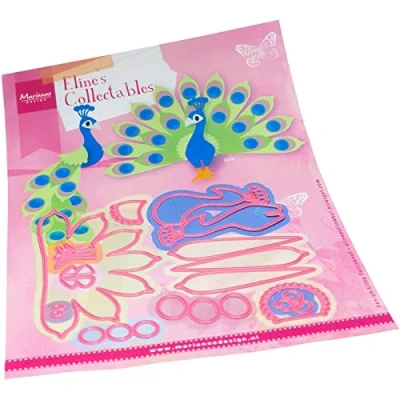 Image of Marianne Design Collectables, Eline&#039;s Peacock, Intricate Designs and Embossed Details for Paper Crafts, Pink, One Size