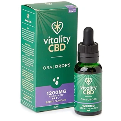 Image of Vitality CBD Oral Drops in hempseed Oil, 1200 mg, Berry, 30ml, NO THC