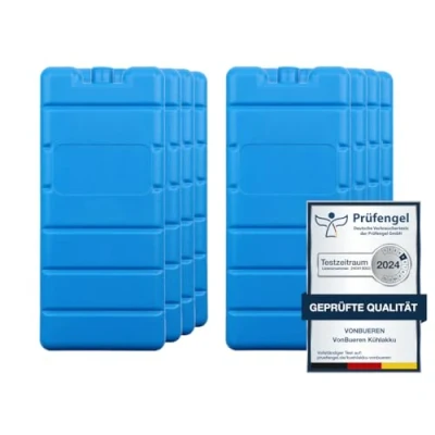 Image of VonBueren 8 x Ice Packs for Cool Bag, 12 Hours Long Cooling, 200 g, 7.5 16.5 2 cm, e.g. Pack Box
