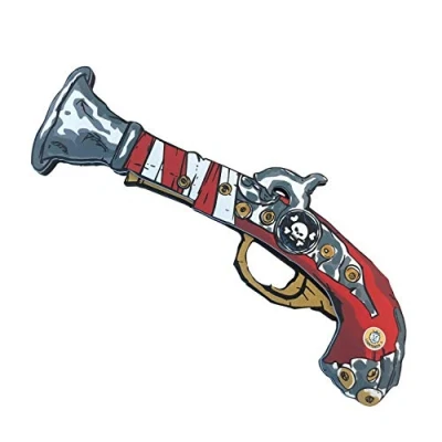 Image of Liontouch Pirate Pistol Captain Red Stripe Pretend Play Foam Toy for Children And Toddlers with Skull Motive Ideal Accessory Dress Up &amp; Costumes Sailing the Caribbeans