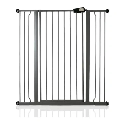 Image of Safetots Extra Tall Metal Safety Gate Pressure Fit, 100.8cm 108.4cm, Slate Grey, 104cm in Height, Stair Gate, Baby Easy Installation