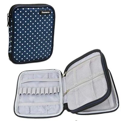 Image of Damero Crochet Hook Case, Portable Zipped Case for Knitting Needles, Hooks and Kit, Stury with Double Layer, Well Made, Small Volume Easy to Carry, Blue Dots New Version