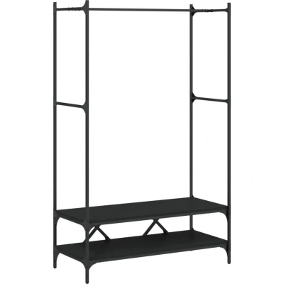 Image of vidaXL Clothes Rack with Shelves Black Engineered Wood
