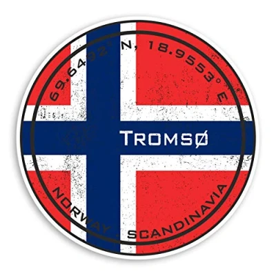 Image of 2 x 10cm Tromso Vinyl Stickers Tromsø Norway Flag Sticker Laptop Luggage #20211 (10cm Wide)