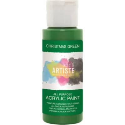 Image of Artiste Acrylic Paint 59ml 2Oz Christmas Green, Quick Drying Professional Art, Craft and Hobby Artists Paint, Vibrant Colour, Water Based Paints Cover All Surfaces with Ease, Ideal for Travel