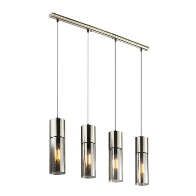 Image of Annika Bar Pendant Ceiling Light Nickel Matt Glass Shade 4x E27