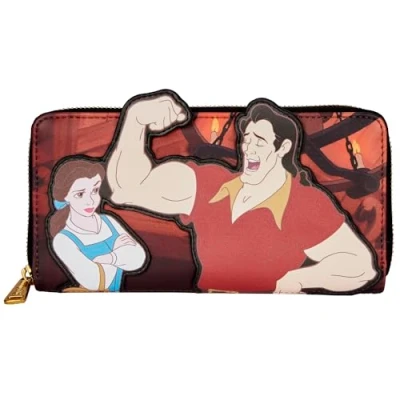 Image of Loungefly Disney Villains Scene Gaston Zip Around Wallet Beauty and The Beast One Size