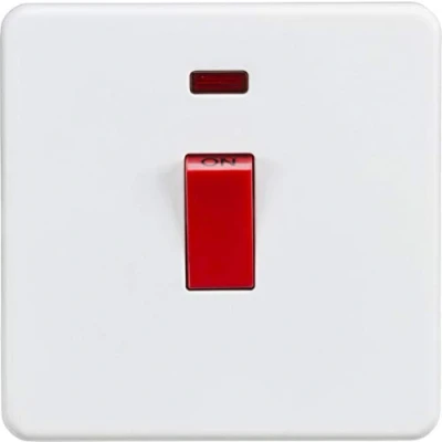 Image of KnightsBridge Screwless 45A 1G DP Switch with Neon Matt White