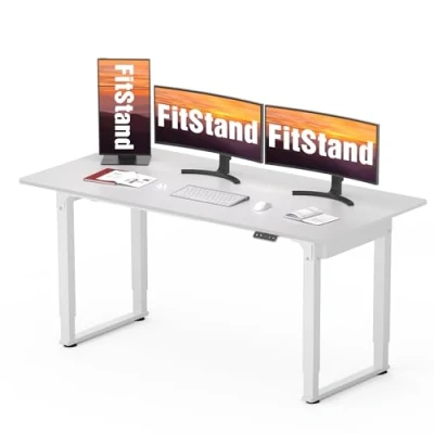 Image of FitStand 160x75cm Dual Motors Standing Desk Height Adjustable with Splice Board Stand Up Home Office Memory Smart Pannel Sit Desk(White)