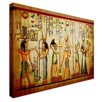 Image of Old Papyrus style Egyptian Art 12x16 inches canvas Cheap Wall Print, classic prints, premium wooden frames