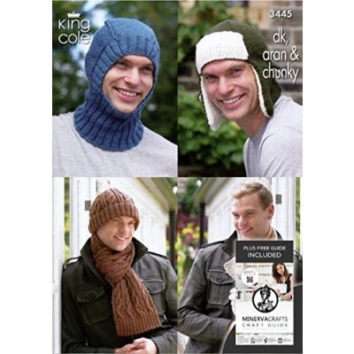 Image of King Cole Ladies Hats, Scarves &amp; Balaclava DK, Aran Chunky Knitting Pattern 3445