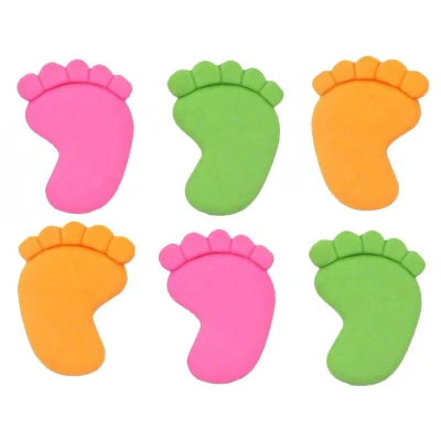 Image of Henbrandt 4x Foot Erasers Footprint Colourful Feet Funny Novelty Rubber Set for Party Bag Fillers Lucky Dip Class Gifts Stationery Supplies Kids Boys and Girls