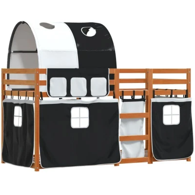 Image of vidaXL Bunk Bed without Mattress White&amp;Black 80x200 cm Solid Wood Pine
