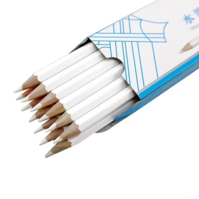 Image of 12Pcs White Water Soluble Pencil Sewing Fabric Pencil, Easy Erasable With Water, Marking Pencil,Practical Tool for and Tracing