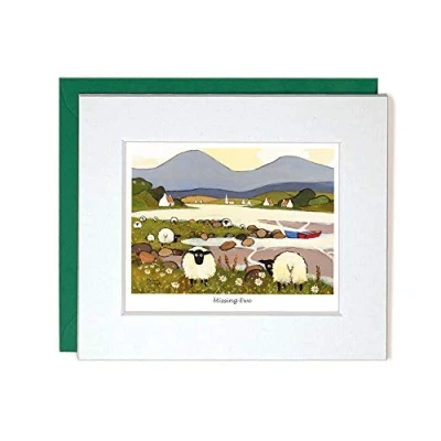 Image of &quot;Missing Ewe&quot; Mounted Greeting Card by Thomas Joseph Missing You Sheep