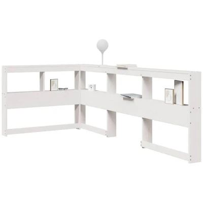 Image of vidaXL Bookcase Headboard L Shaped White 90 cm Solid Wood Pine
