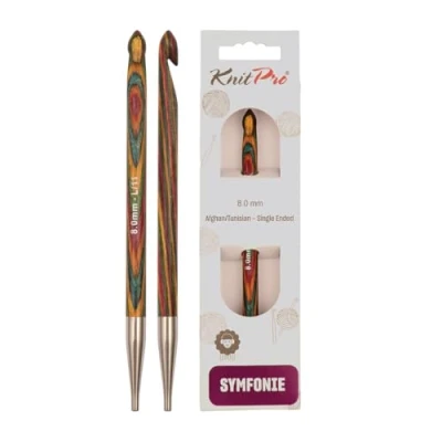 Image of KnitPro KP20752 8 mm Symfonie Crochet Tunisian Single Ended Hooks, Multi Color