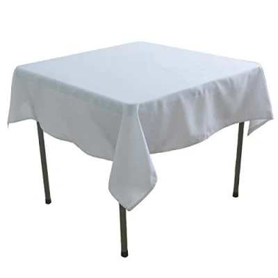 Image of KaitatsuSen Square Polyester Fabric Tablecloth, White, 150x150 cm
