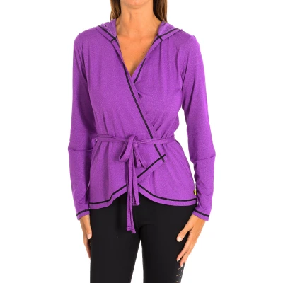 Image of Zumba Womenss long sleeved hooded sports jacket Z1T00503 Lilac Nylon Size Medium