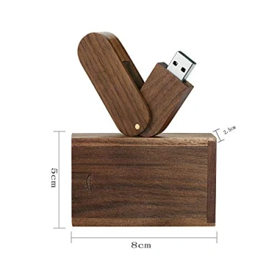Image of GARRULAX USB Flash Drives, 8GB / 16GB 32GB Premium Rotation Solid Wood High Speed 2.0 Drive Memory Stick Data Storage Pendrive Thumb Disk with Wooden Box (16GB)