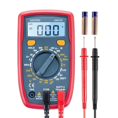 Image of AstroAI Digital Multimeter Voltmeter Ohmmeter Ammeter Multi Tester Meter with Backlit LCD Electronic Test Measures Voltage, Current, Resistance; Tests Continuity, Diode