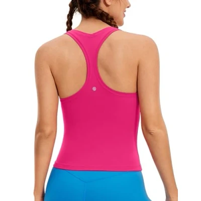 Image of CRZ Yoga Butterluxe Racerback Gym Vest Top for Women Sleeveless Sport Tank Tops Summer Fitness Shirts Comfort Camisole Granita Pink 16