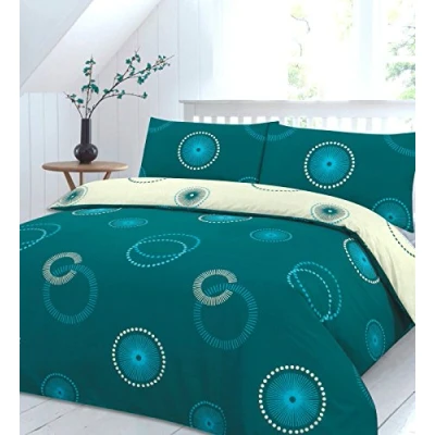 Image of SELECT ED® Luxuries Eden Printed Poly Cotton Duvet Quilt Cover Set + Pillow Case Bedding (Double, Teal)