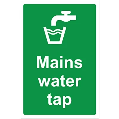 Image of Mains water tap Safety sign Self adhesive sticker 200mm x 150mm