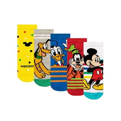 Image of Disney Boys Socks Pack of 5 Mickey Mouse Multicoloured 4 6