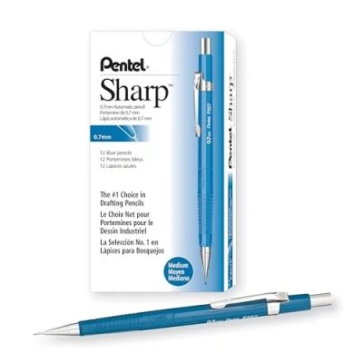 Image of Pentel Sharp Mechanical Pencil, (0.7mm), Medium Line, Blue Barrel, Box of 12 (P207C)