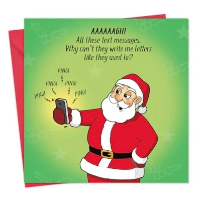 Image of Twizler Merry Christmas Card with Santa Texts Funny Xmas Happy Womens Mens Male For Him