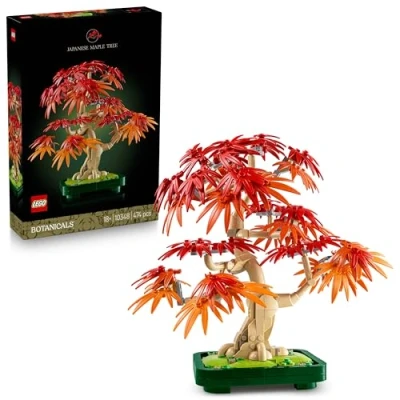 Image of LEGO Botanicals Japanese Red Maple Bonsai Tree Artificial Plant Building Set with &amp; Orange Leaves, plus a Buildable Pot DIY Home Decor Gift For Adults 10348