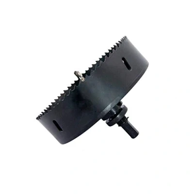 Image of 6.4inch Hole Saw LAIWEI Bi Metal 162mm with Heavy Duty Mandrel, HSS 6 3/8&quot; Cutter for Pipe, Wood, Sheet Metal, etc. 2 locking pins make the tool stronger and drilling easier