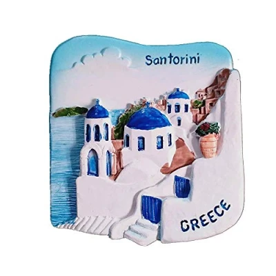 Image of 3D Santorini Greece fridge magnet,Home &amp; kitchen decor refrigerator magnet tourist souvenir gift
