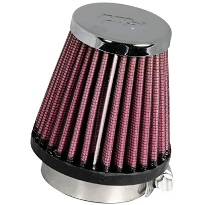 Image of K&amp;N RC 1060 Car and Motorcycle Universal Chrome Filter, Black/Red
