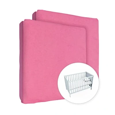 Image of 2X Jersey 100% Cotton Fitted Sheet for 140 x 70 cm Toddler Baby Cot Bed Mattress (Pink)