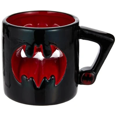 Image of Pyramid International Batman Mug (3D with Sculpted Red Bat Symbol Design) 285ml/9.6oz Ceramic Coffee and Novelty in Presentation Gift Box Official Merchandise