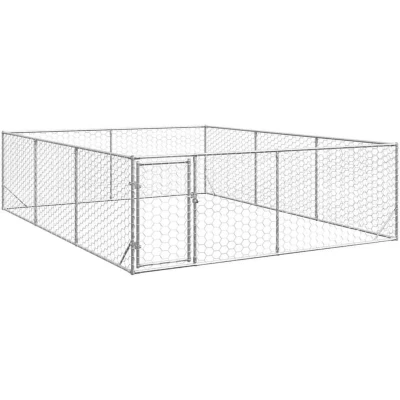 Image of vidaXL Outdoor Dog Kennel with Door 3x4x1 m Galvanised Steel