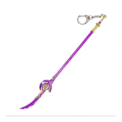 Image of ROSETOR 1PC Genshin impact keychain metal cartoon ring Engulfing Lightning(with Bracket), Purple, One Size